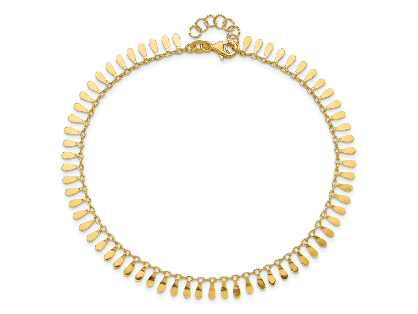 FJC Finejewelers 14 kt Yellow Gold Fashion Polished Fancy 9in Plus 1 in ext. Anklet 9 Inches