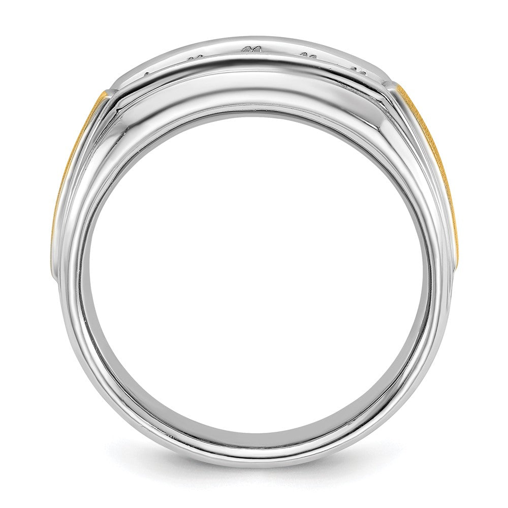 FJC Finejewelers 14 kt Two Tone Gold Men's Satin/Grooved Complete 5-Stone Lab Grown Diamonds Ring 9 mm