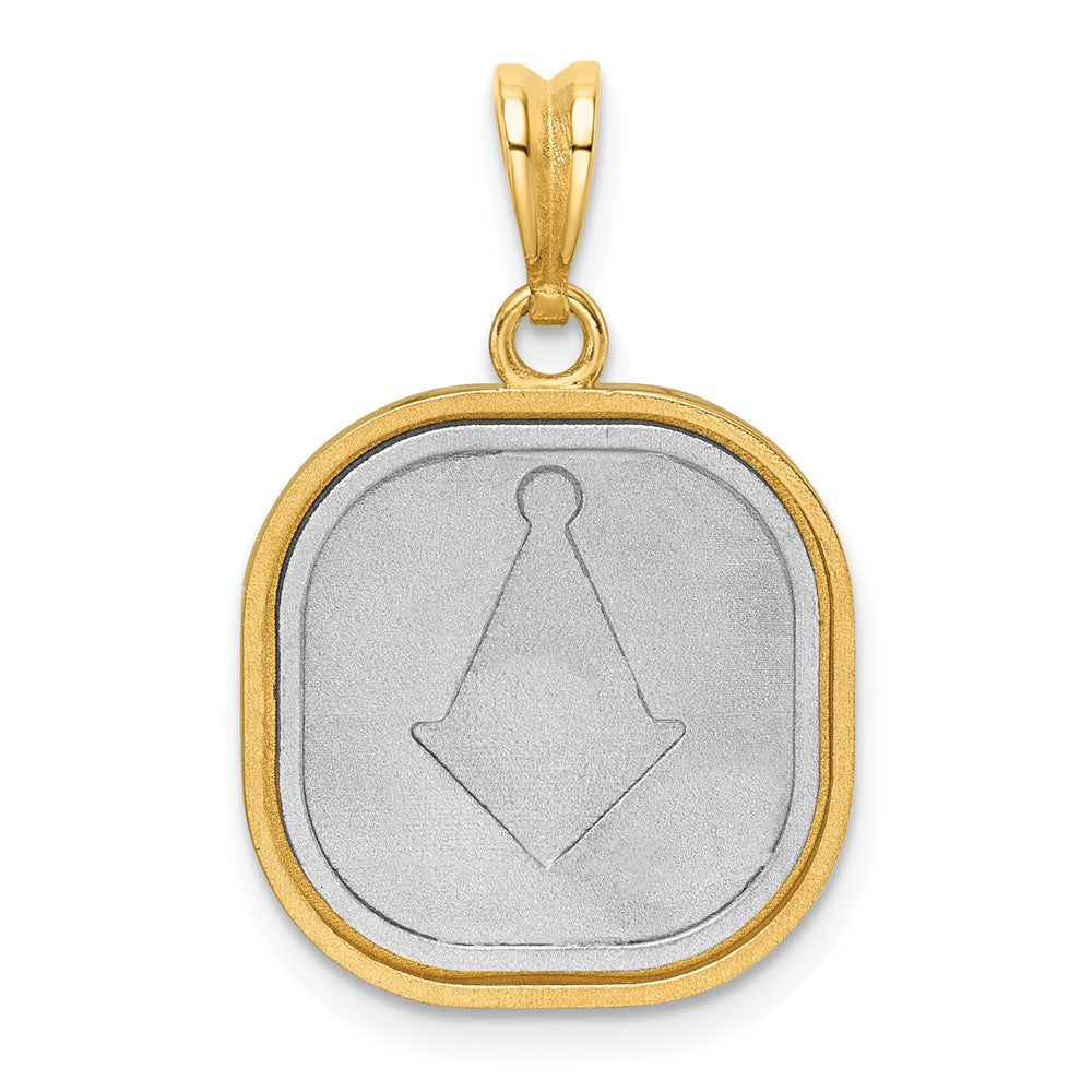 FJC Finejewelers 14 kt Two Tone Gold Polished Square Masonic Compass Charm 25 x 16 mm