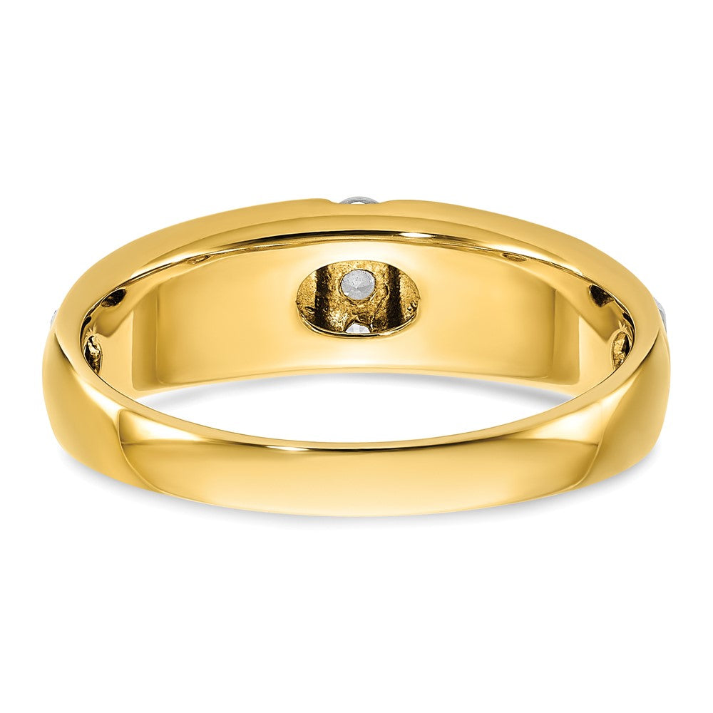 FJC Finejewelers 14 kt Two Tone Gold Men's Polished and Satin 3-Stone Lab Grown Diamonds Ring 6 mm