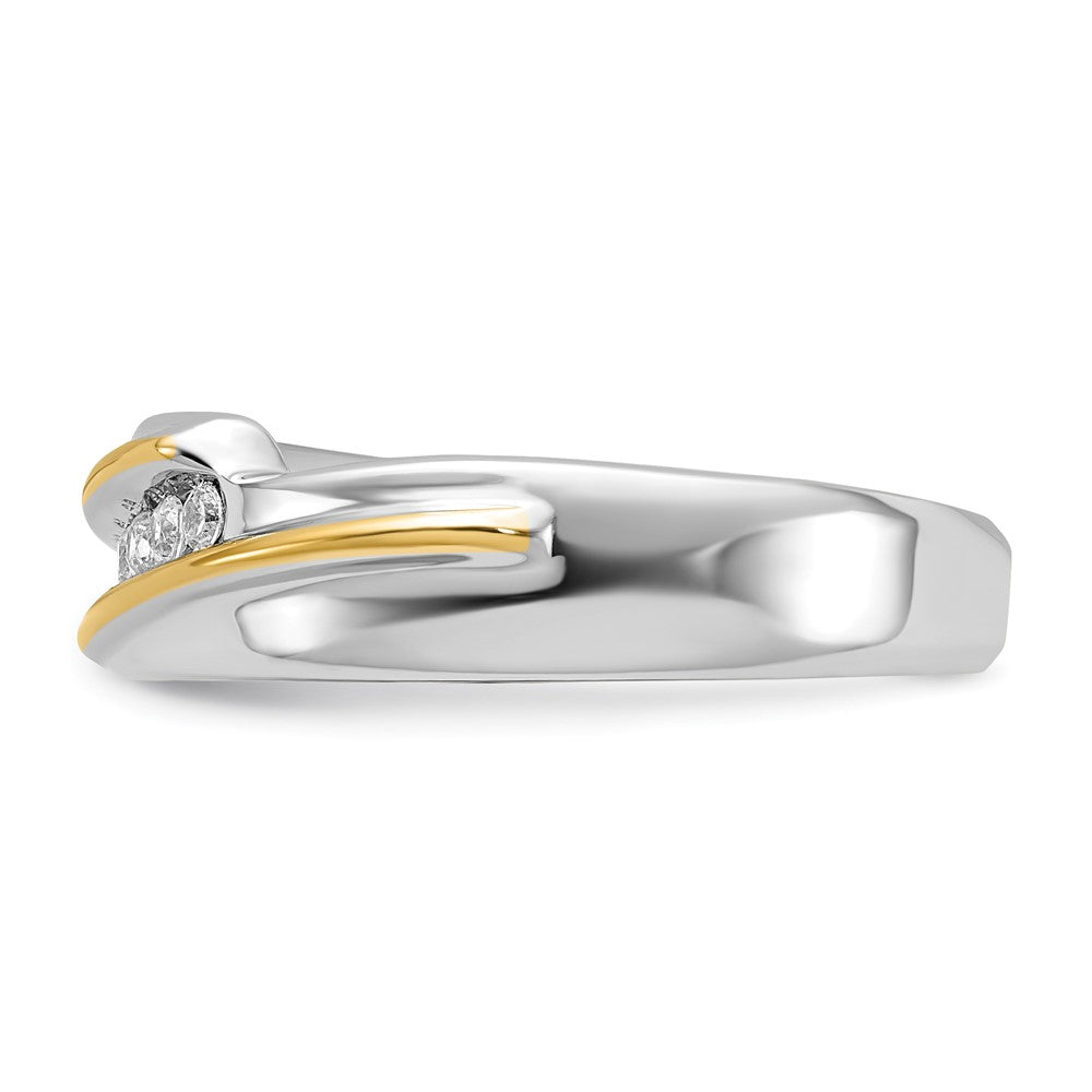 FJC Finejewelers 14 kt Two Tone Gold Men's Polished 5-Stone Lab Grown Diamonds Ring 7 mm