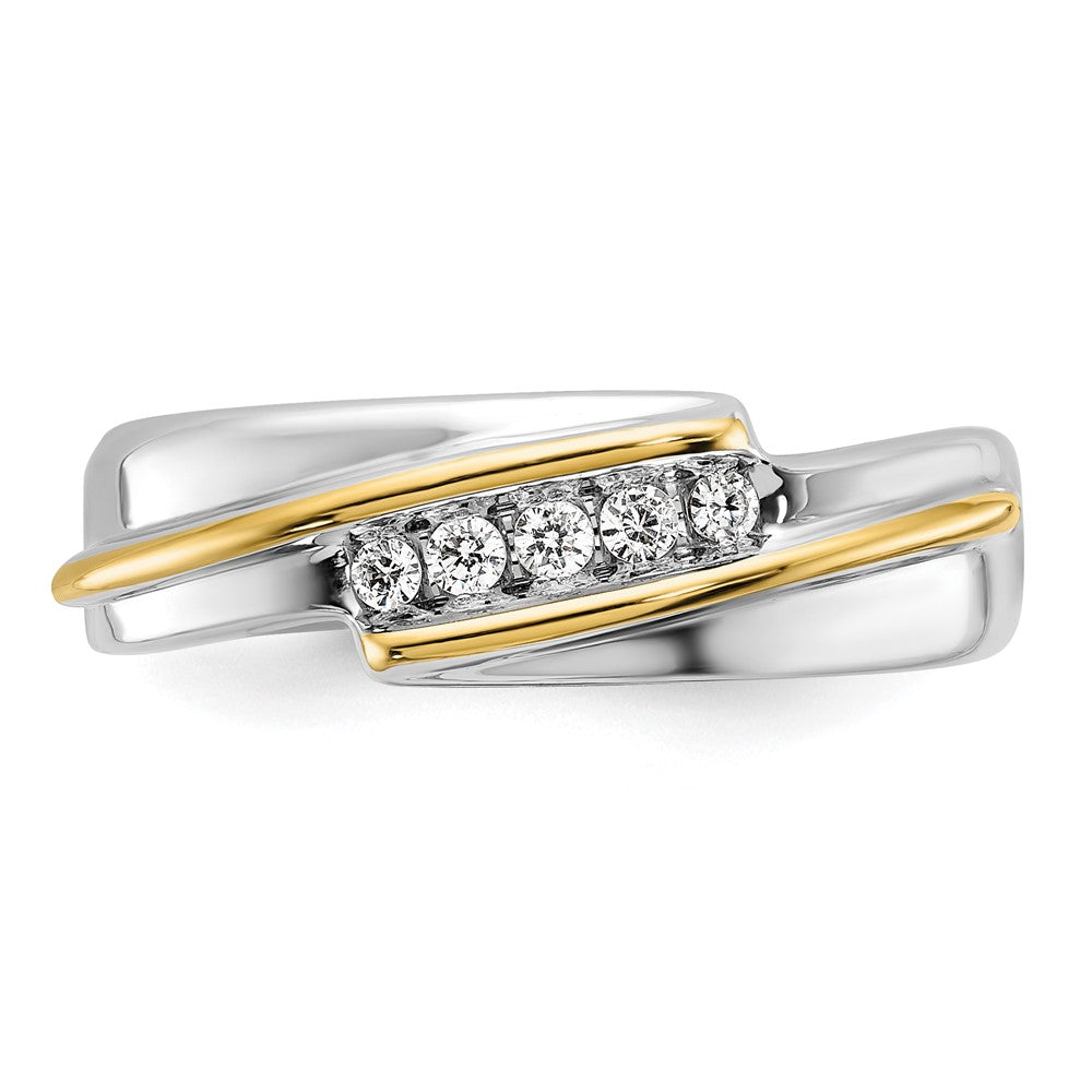 FJC Finejewelers 14 kt Two Tone Gold Men's Polished 5-Stone Lab Grown Diamonds Ring 7 mm