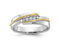 FJC Finejewelers 14 kt Two Tone Gold Men's Polished 5-Stone Lab Grown Diamonds Ring 7 mm