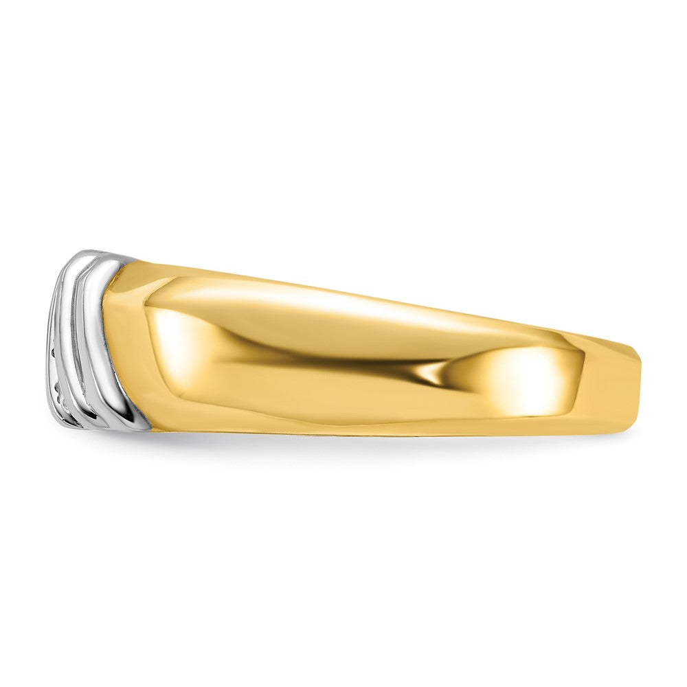 FJC Finejewelers 14 kt Two Tone Gold Men's Polished 3-Stone Lab Grown Diamonds Ring 7 mm