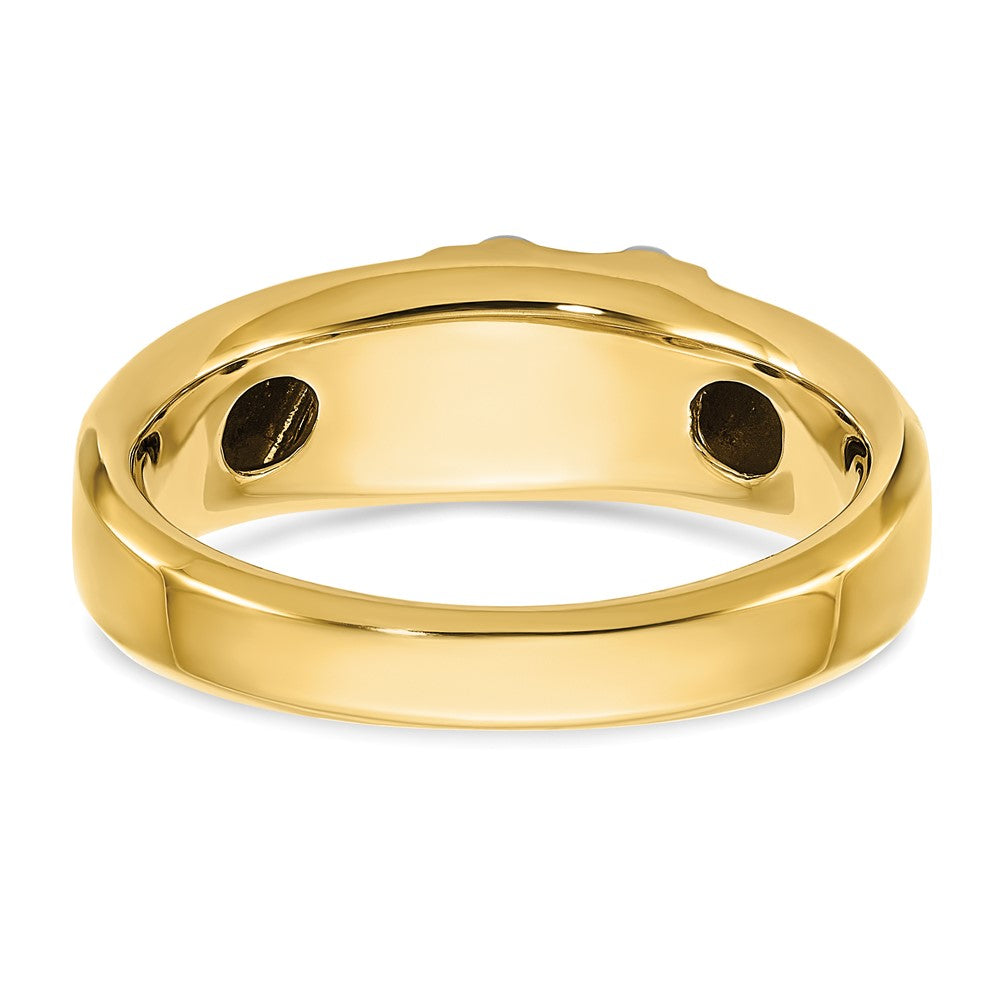 FJC Finejewelers 14 kt Two Tone Gold Men's Polished 3-Stone Lab Grown Diamonds Ring 7 mm