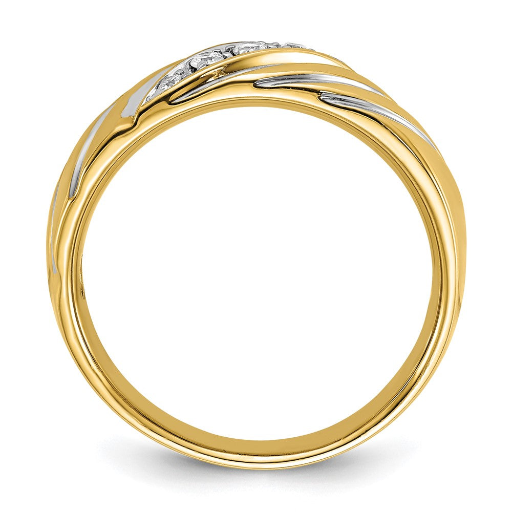 FJC Finejewelers 14 kt Yellow Gold with Rhodium Men's Polish/Grooved Lab Grown Diamonds Ring 7 mm
