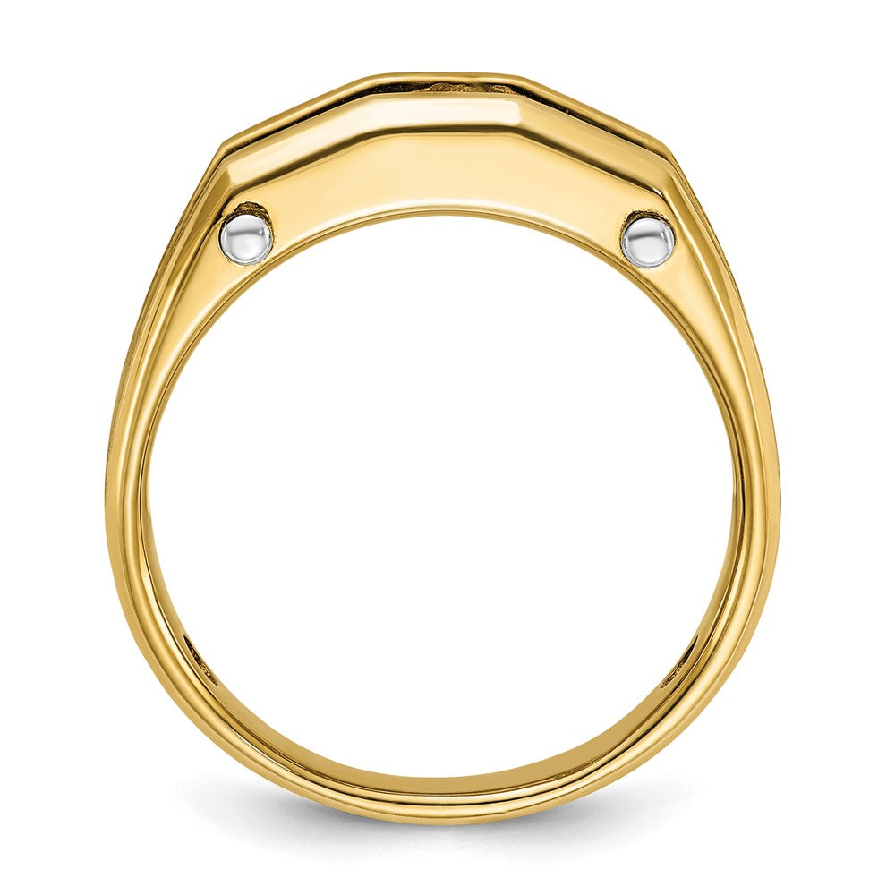 FJC Finejewelers 14 kt Two Tone Gold Men's Polished and Satin 5-Stone Lab Grown Diamonds Ring 7 mm