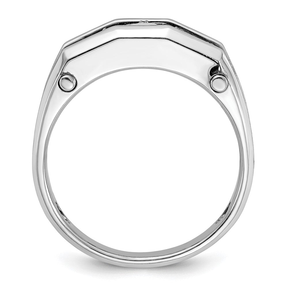 FJC Finejewelers 14 kt White Gold Men's Polished and Satin 5-Stone Lab Grown Diamonds Ring 8 mm