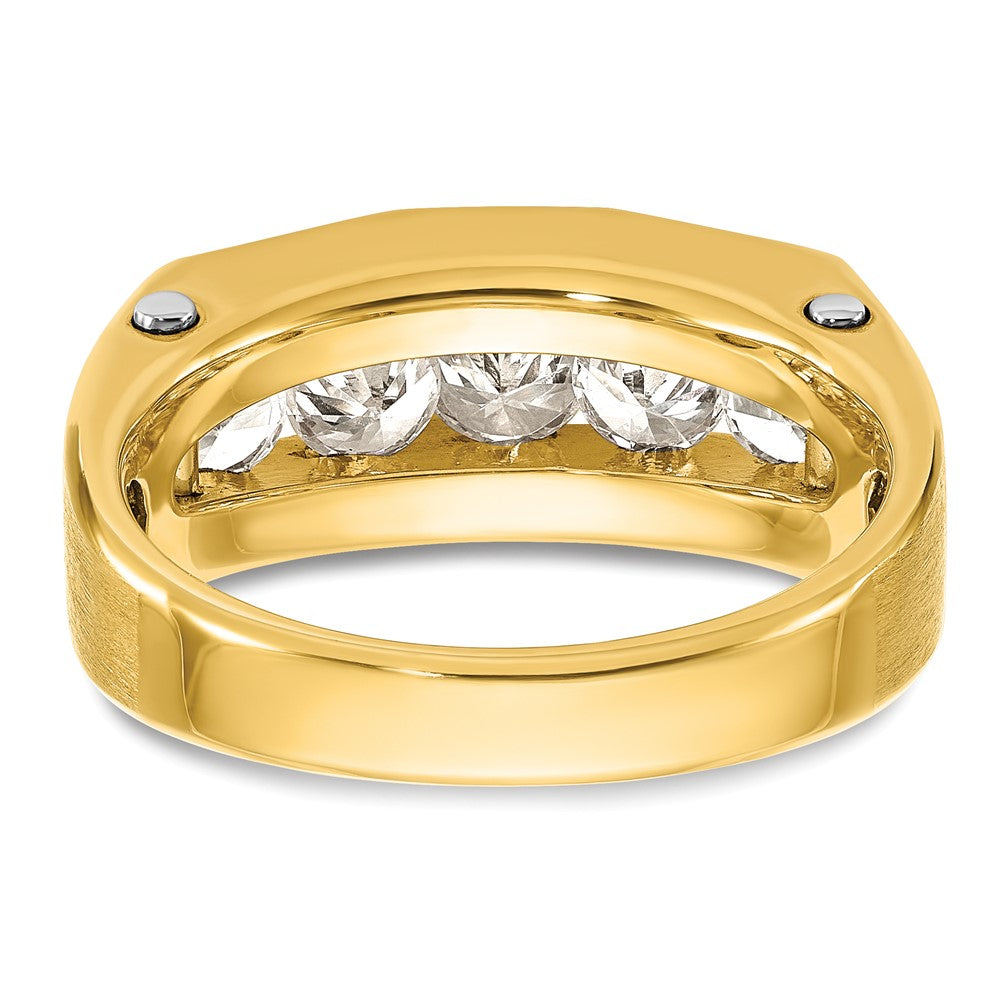 FJC Finejewelers 14 kt Two Tone Gold Men's Polished and Satin 5-Stone Lab Grown Diamonds Ring 9 mm