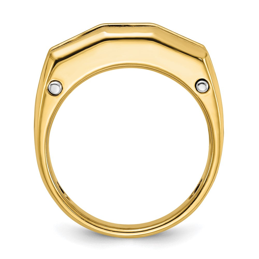FJC Finejewelers 14 kt Two Tone Gold Men's Polished and Satin 5-Stone Lab Grown Diamonds Ring 9 mm