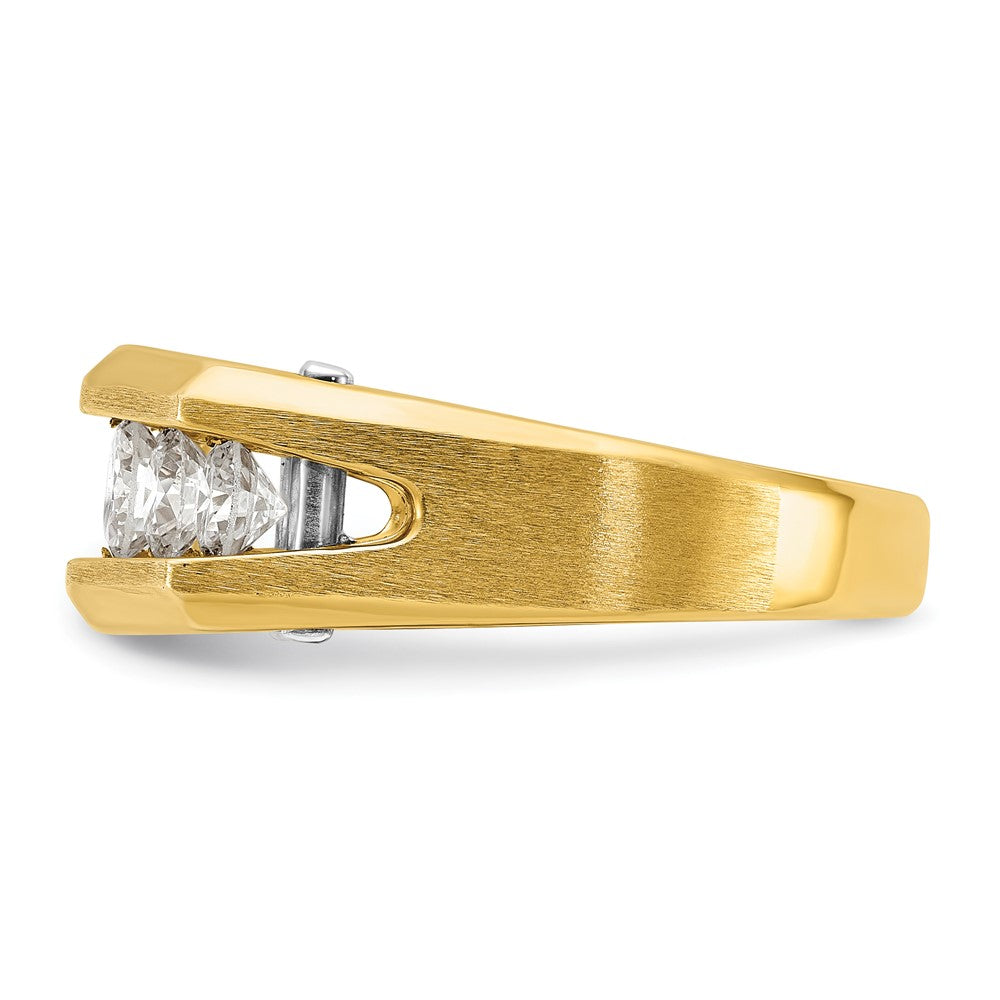 FJC Finejewelers 14 kt Two Tone Gold Men's Polished and Satin 5-Stone Lab Grown Diamonds Ring 9 mm