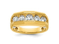 FJC Finejewelers 14 kt Two Tone Gold Men's Polished and Satin 5-Stone Lab Grown Diamonds Ring 9 mm