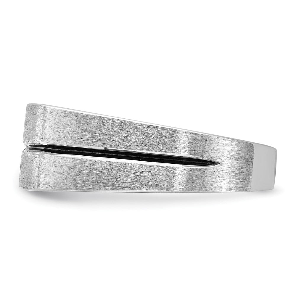 FJC Finejewelers 14 kt White Gold with Black Rhodium Men's Satin/Grooved Lab Grown Diamonds Ring 8 mm