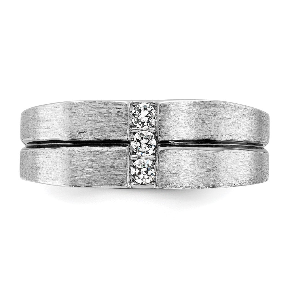 FJC Finejewelers 14 kt White Gold with Black Rhodium Men's Satin/Grooved Lab Grown Diamonds Ring 8 mm