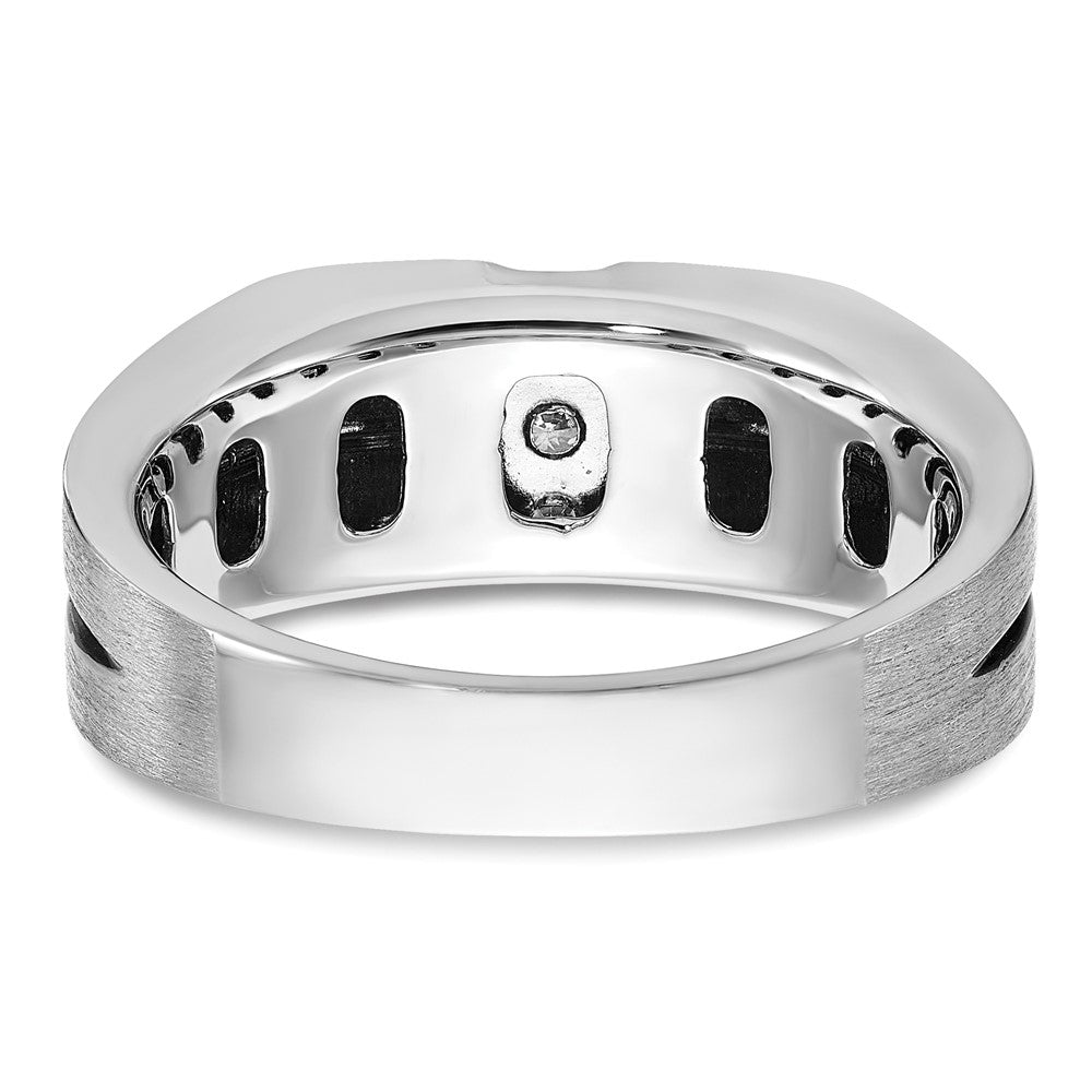 FJC Finejewelers 14 kt White Gold with Black Rhodium Men's Satin/Grooved Lab Grown Diamonds Ring 8 mm