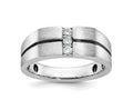 FJC Finejewelers 14 kt White Gold with Black Rhodium Men's Satin/Grooved Lab Grown Diamonds Ring 8 mm