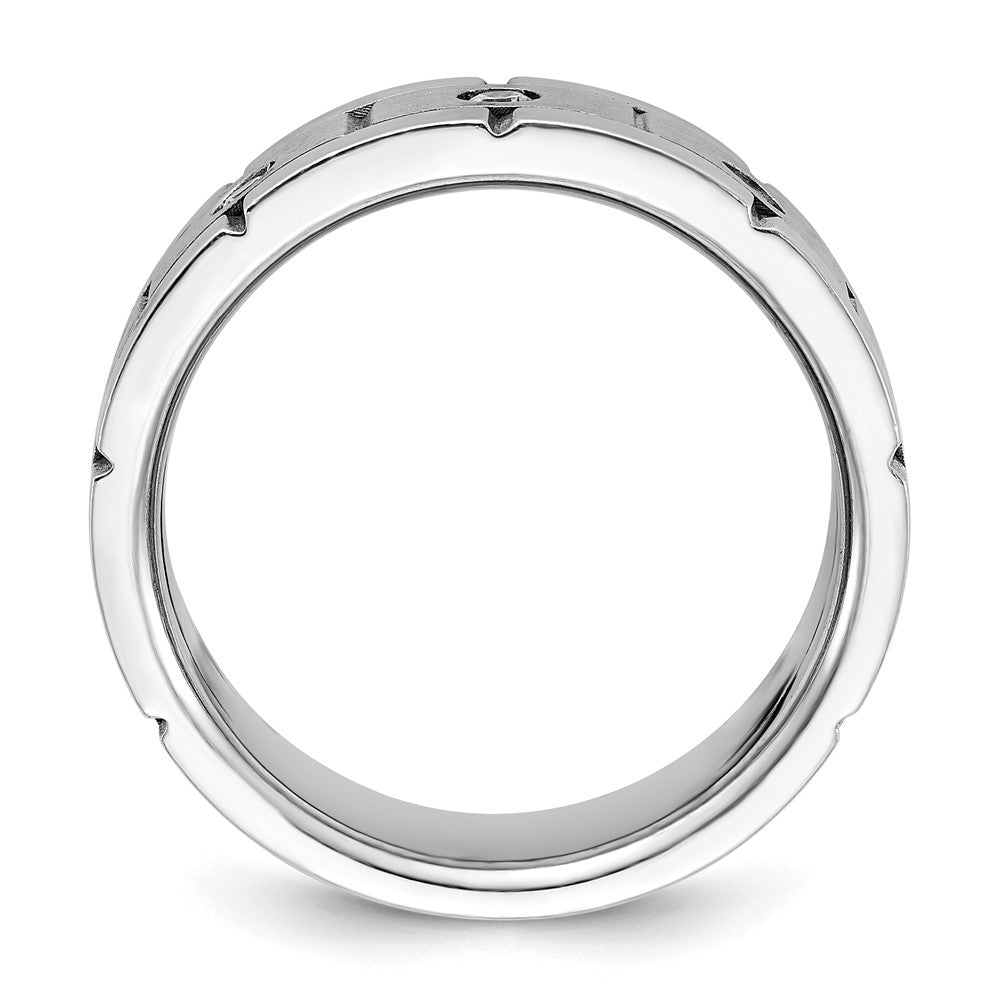 FJC Finejewelers 14 kt White Gold Men's Satin and Grooved 3-Stone Lab Grown Diamonds Ring 8 mm