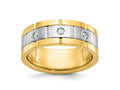 FJC Finejewelers 14 kt Two Tone Gold Men's Satin and Grooved 3-Stone Lab Grown Diamonds Ring 8 mm
