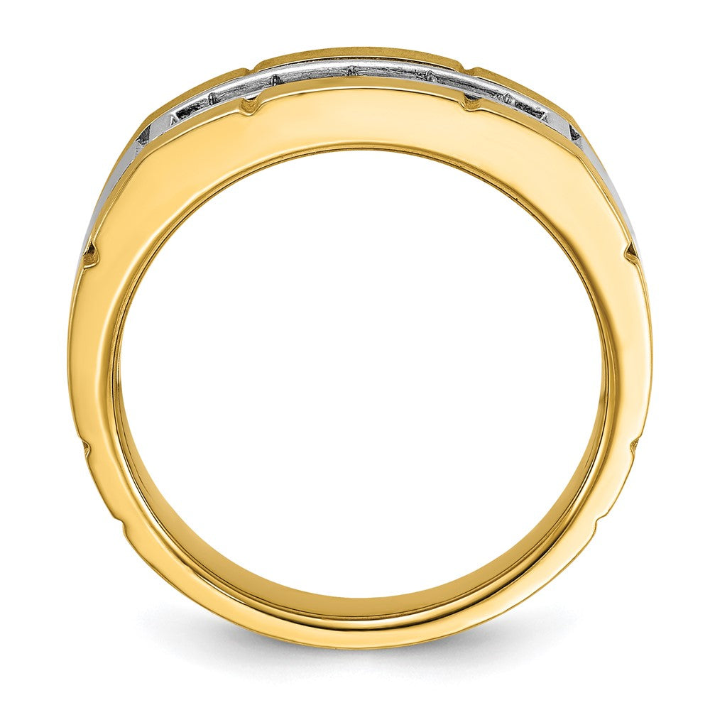 FJC Finejewelers 14 kt Two Tone Gold Men's Polished and Satin 5-Stone Lab Grown Diamonds Ring 9 mm
