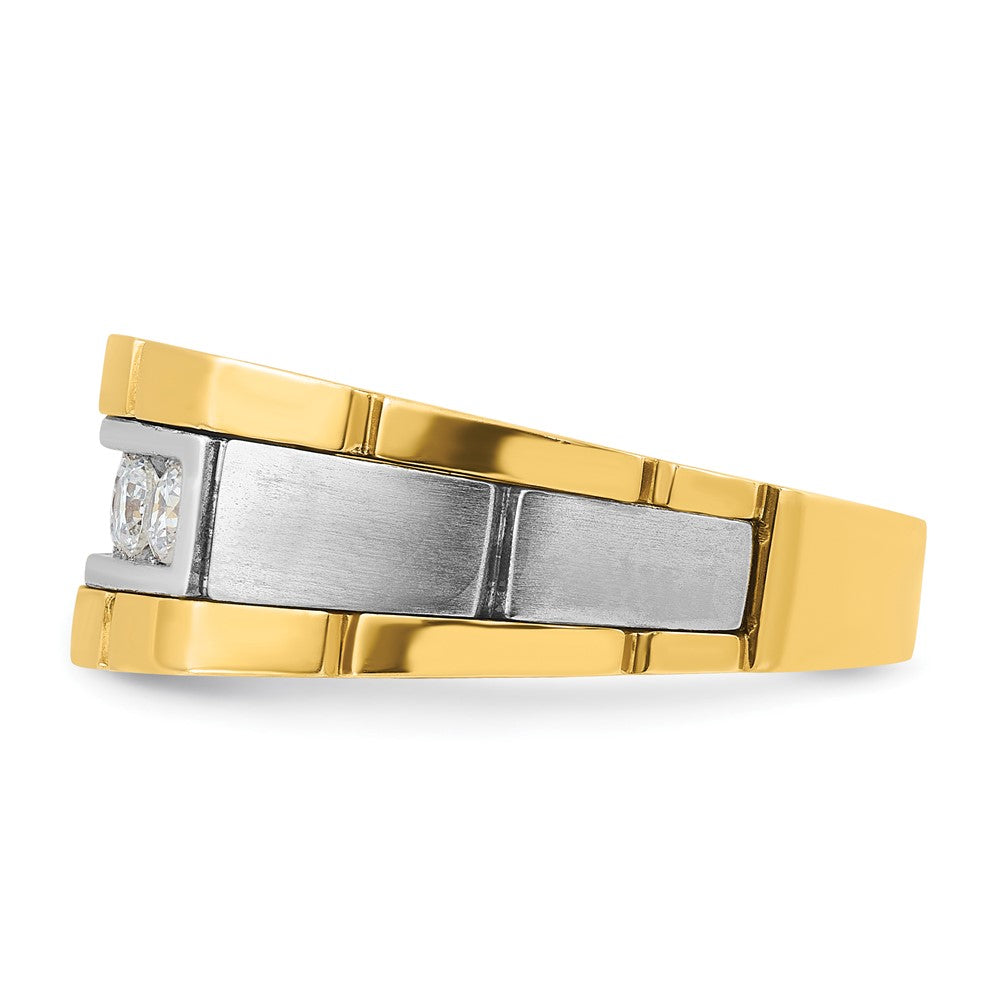 FJC Finejewelers 14 kt Two Tone Gold Men's Polished and Satin 5-Stone Lab Grown Diamonds Ring 9 mm