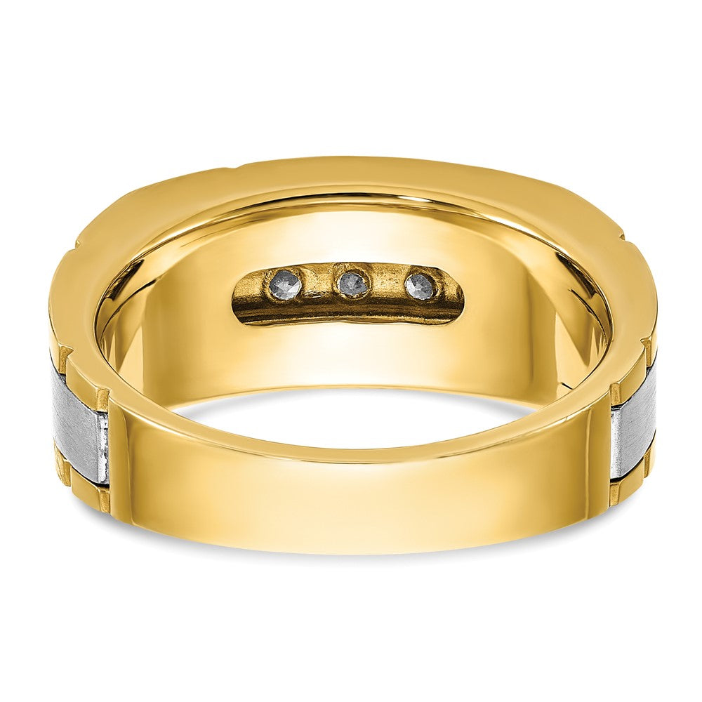 FJC Finejewelers 14 kt Two Tone Gold Men's Polished and Satin 5-Stone Lab Grown Diamonds Ring 9 mm