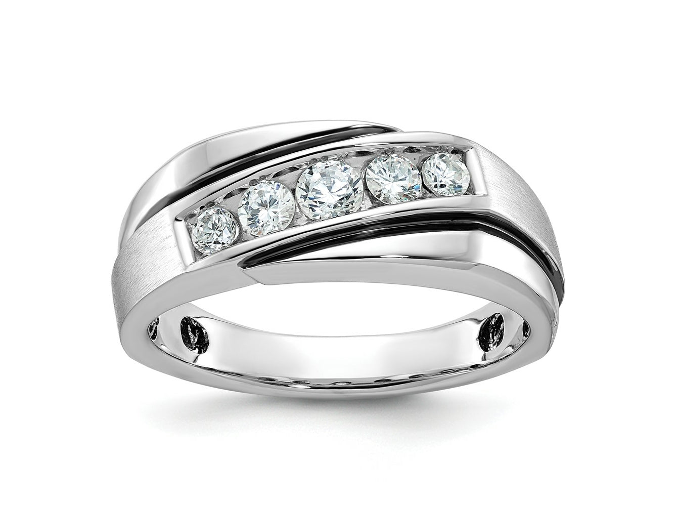 FJC Finejewelers 14 kt White Gold with Black Rhodium Men's Polish/Satin Lab Grown Diamonds Ring 8 mm