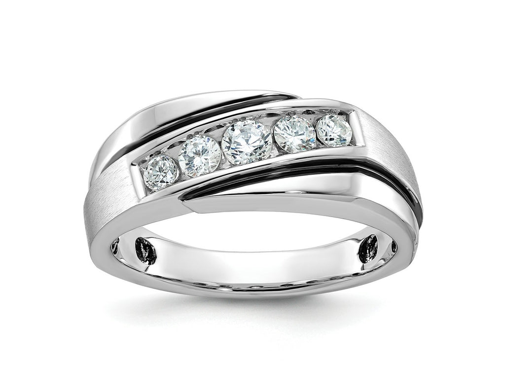 FJC Finejewelers 14 kt White Gold with Black Rhodium Men's Polish/Satin Lab Grown Diamonds Ring 8 mm