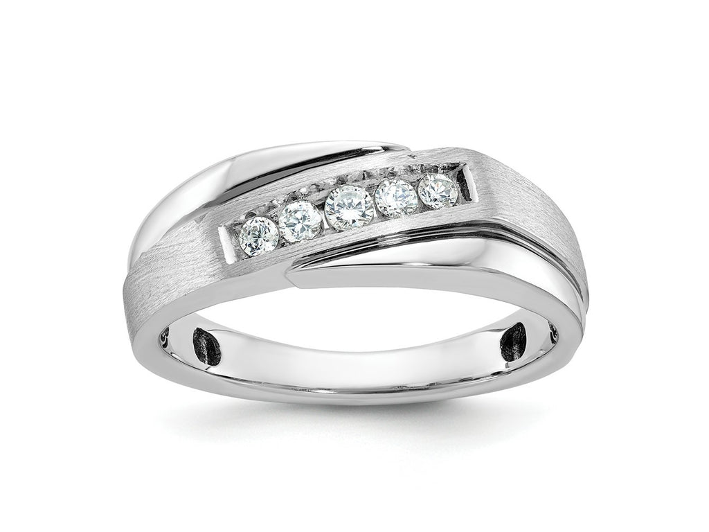 FJC Finejewelers 14 kt White Gold with Black Rhodium Men's Polish/Satin Lab Grown Diamonds Ring 7 mm