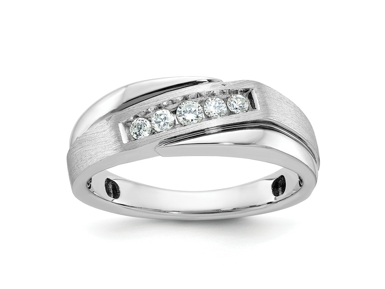 FJC Finejewelers 14 kt White Gold with Black Rhodium Men's Polish/Satin Lab Grown Diamonds Ring 7 mm