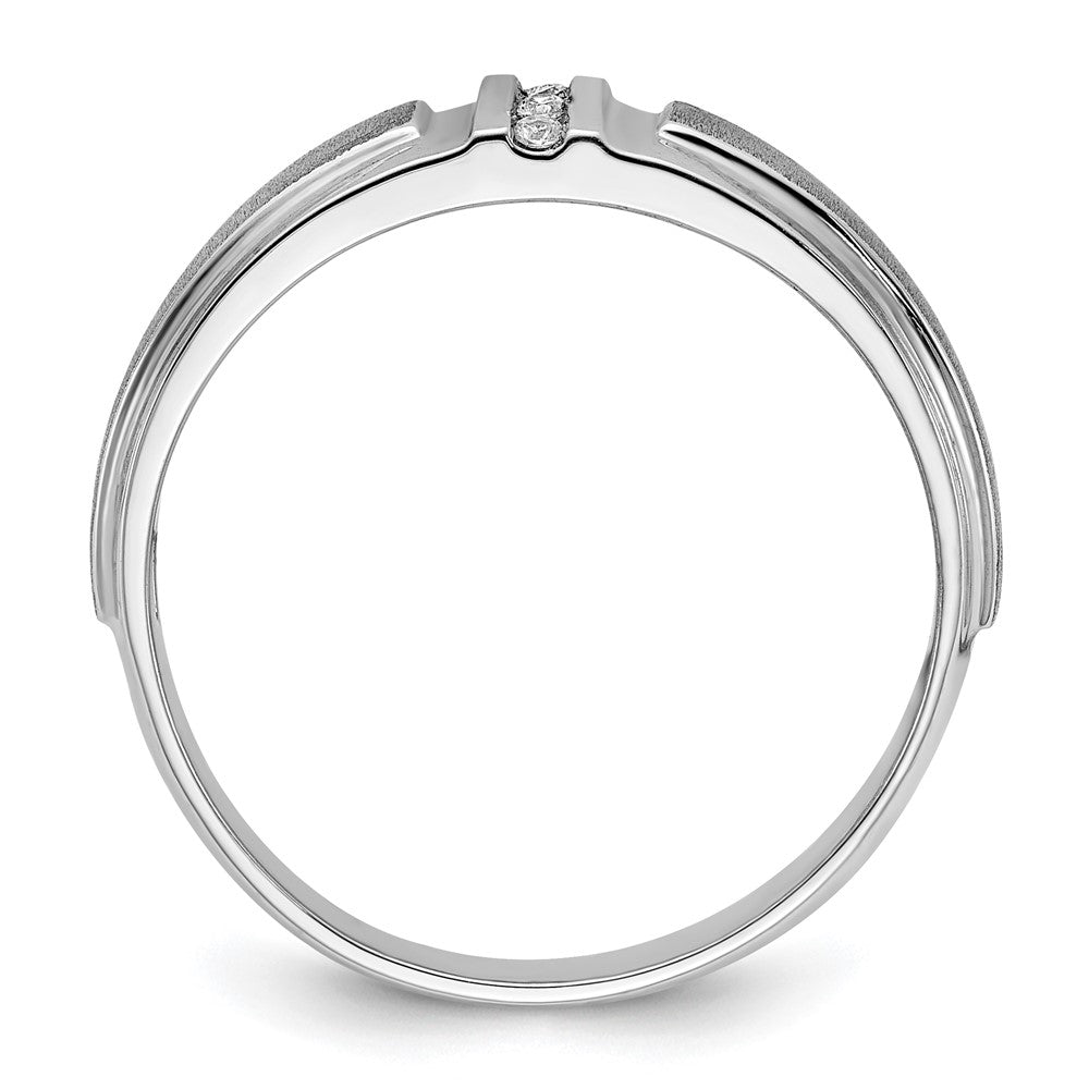 FJC Finejewelers 14 kt White Gold Men's Polished and Satin 3-Stone Lab Grown Diamonds Ring 6 mm