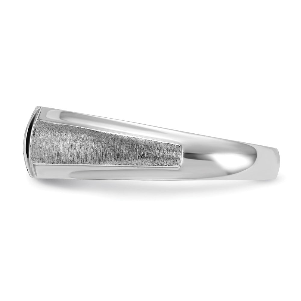 FJC Finejewelers 14 kt White Gold Men's Polished and Satin 3-Stone Lab Grown Diamonds Ring 6 mm