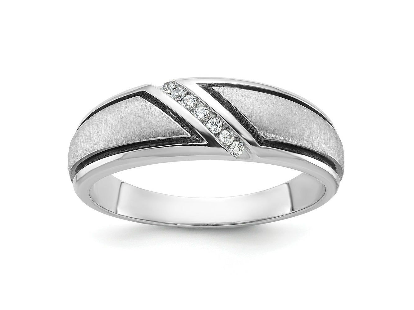 FJC Finejewelers 14 kt White Gold with Black Rhodium Men's Polish/Satin Lab Grown Diamonds Ring