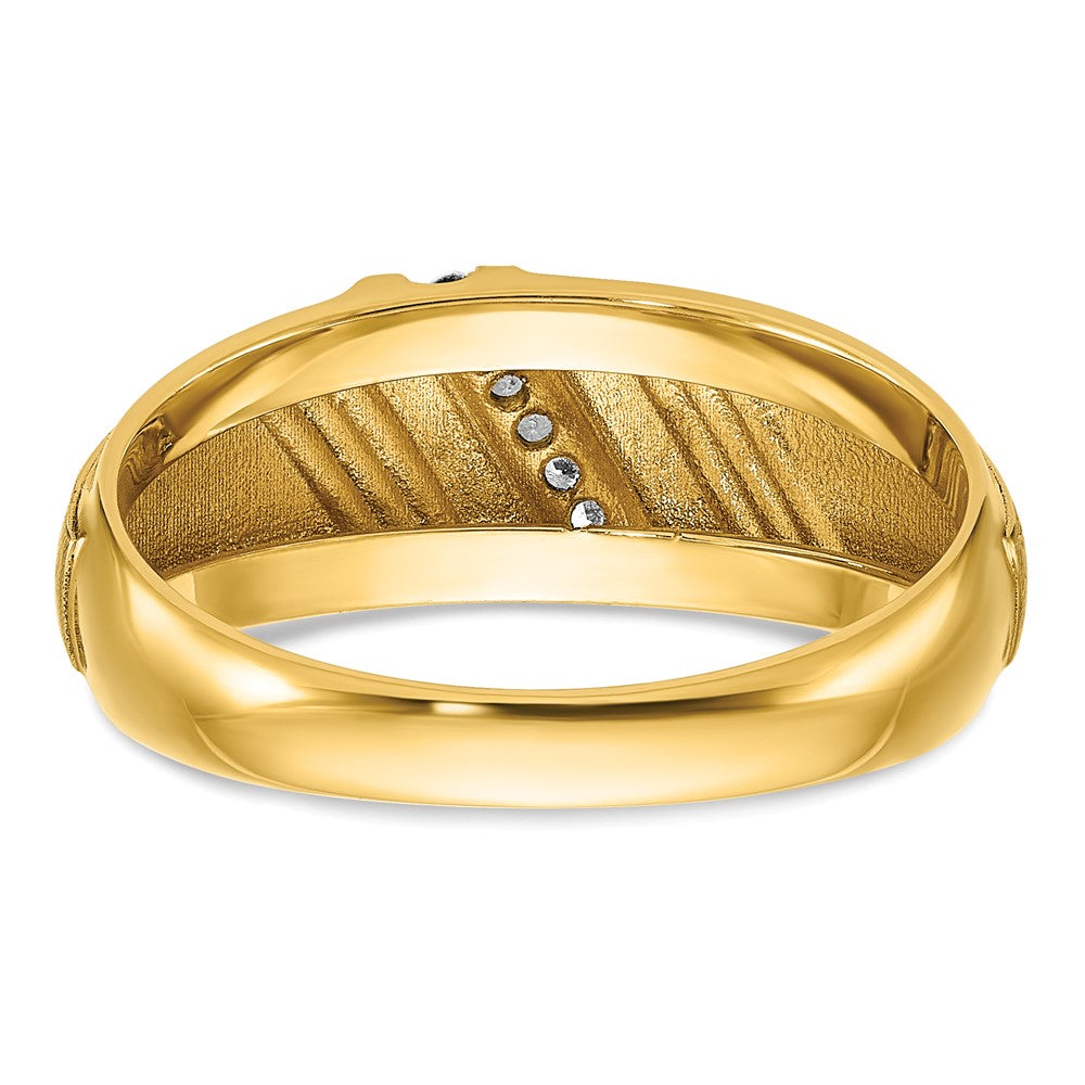 FJC Finejewelers 14 kt Yellow Gold with White and Black Rhodium Men's Satin Lab Grown Diamonds Ring