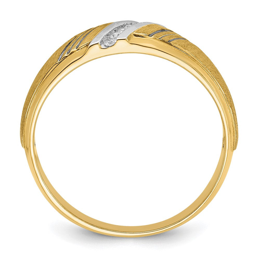 FJC Finejewelers 14 kt Yellow Gold with White and Black Rhodium Men's Satin Lab Grown Diamonds Ring