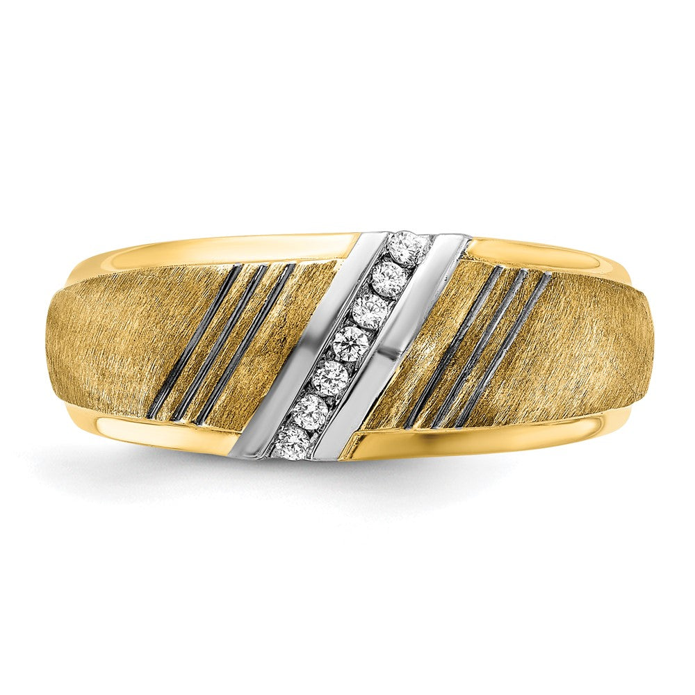 FJC Finejewelers 14 kt Yellow Gold with White and Black Rhodium Men's Satin Lab Grown Diamonds Ring