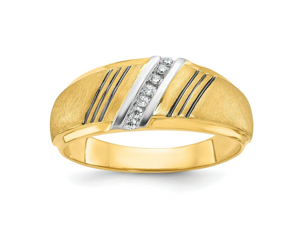 FJC Finejewelers 14 kt Yellow Gold with White and Black Rhodium Men's Satin Lab Grown Diamonds Ring
