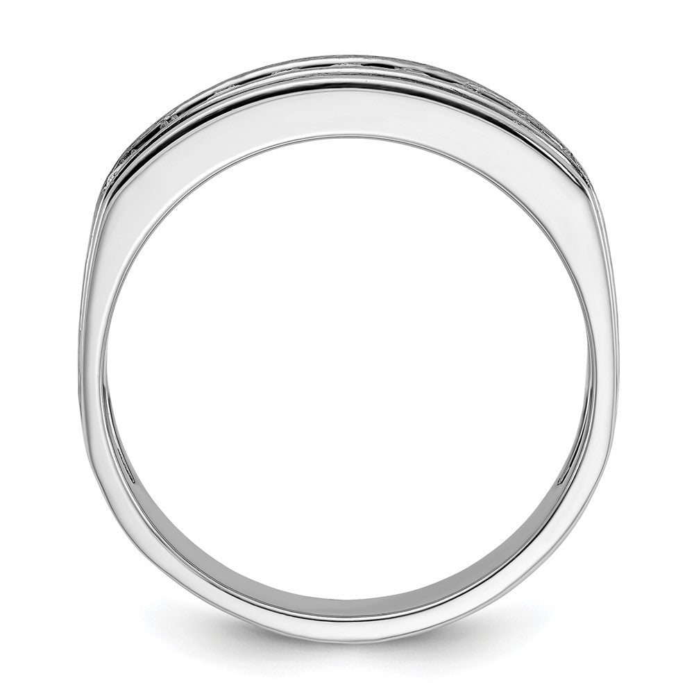 FJC Finejewelers 14 kt White Gold Men's Polished Brushed Grooved Lab Grown Diamonds Ring 7 mm