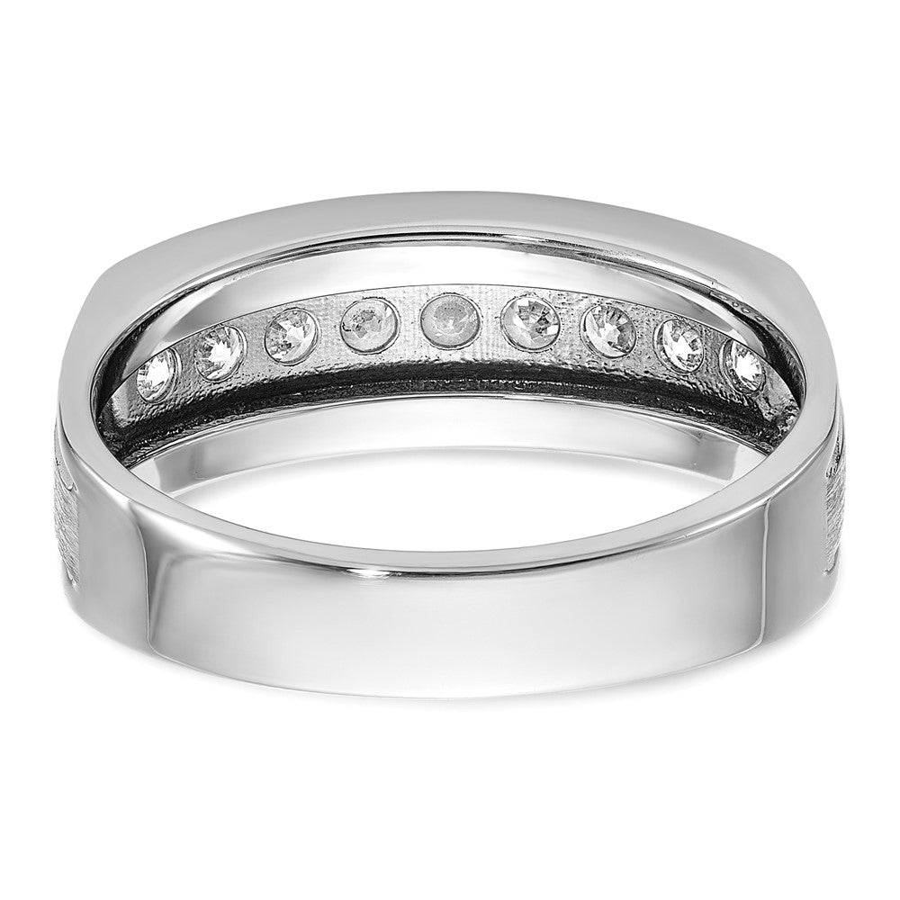 FJC Finejewelers 14 kt White Gold Men's Polished Brushed Grooved Lab Grown Diamonds Ring 7 mm