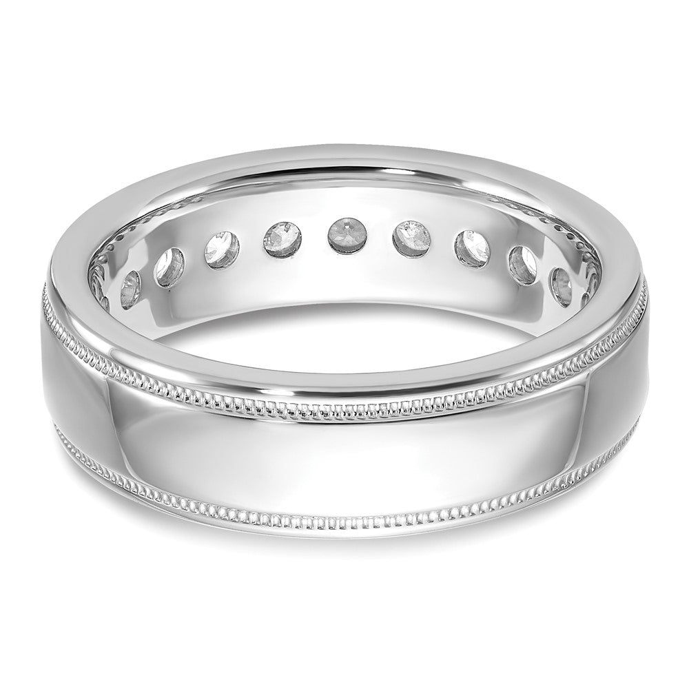 FJC Finejewelers 14 kt White Gold Men's Polish/Milgrain 11-Stone Lab Grown Diamonds Ring