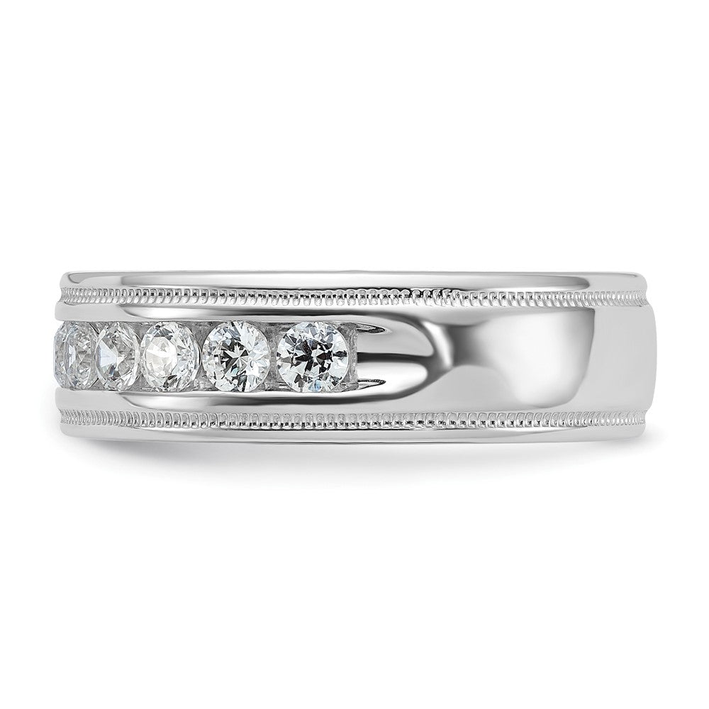 FJC Finejewelers 14 kt White Gold Men's Polish/Milgrain 11-Stone Lab Grown Diamonds Ring