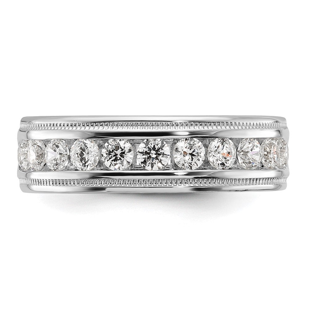 FJC Finejewelers 14 kt White Gold Men's Polish/Milgrain 11-Stone Lab Grown Diamonds Ring