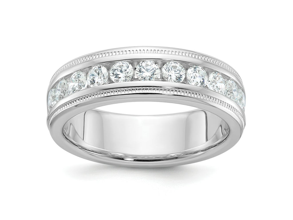 FJC Finejewelers 14 kt White Gold Men's Polish/Milgrain 11-Stone Lab Grown Diamonds Ring