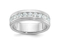 FJC Finejewelers 14 kt White Gold Men's Polish/Milgrain 11-Stone Lab Grown Diamonds Ring