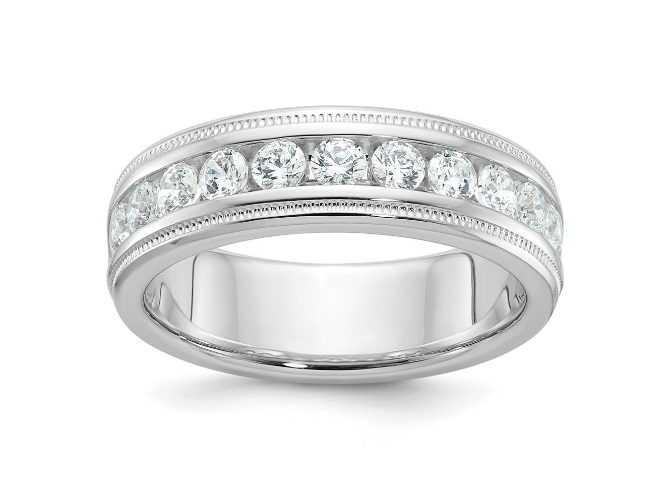 FJC Finejewelers 14 kt White Gold Men's Polish/Milgrain 11-Stone Lab Grown Diamonds Ring