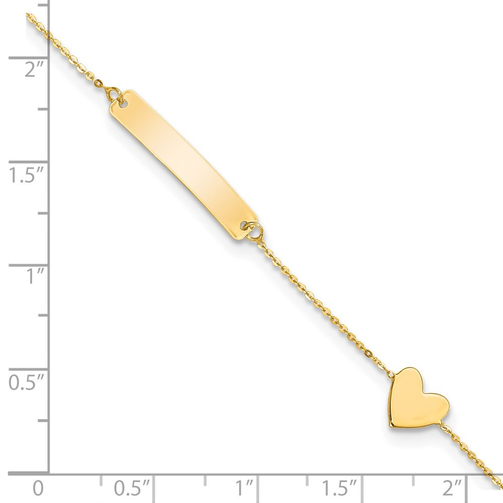 FJC Finejewelers 14 kt Yellow Gold Personalized Polished 5.5in Heart ID Bracelet 5.5 Inches x 4.5 mm