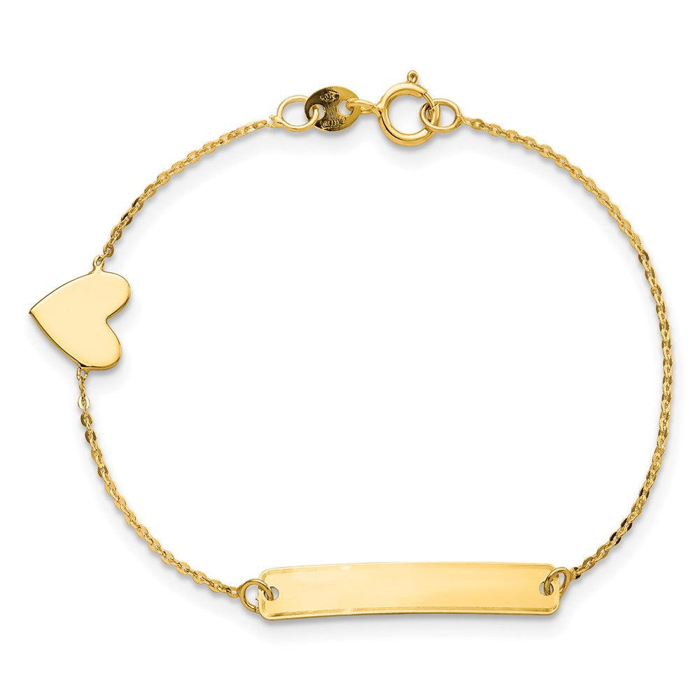 FJC Finejewelers 14 kt Yellow Gold Personalized Polished 5.5in Heart ID Bracelet 5.5 Inches x 4.5 mm