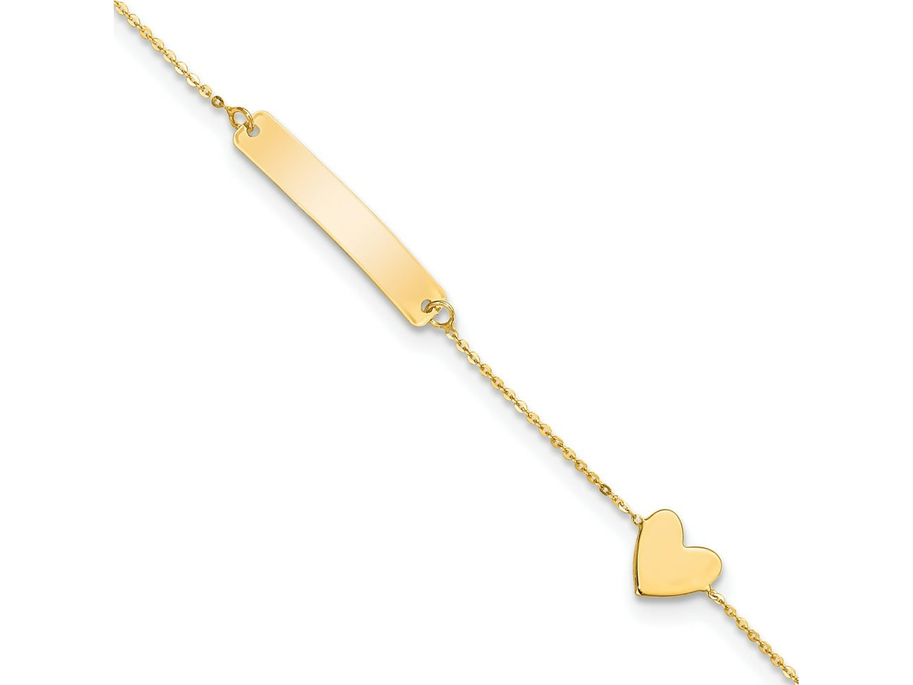 FJC Finejewelers 14 kt Yellow Gold Personalized Polished 5.5in Heart ID Bracelet 5.5 Inches x 4.5 mm
