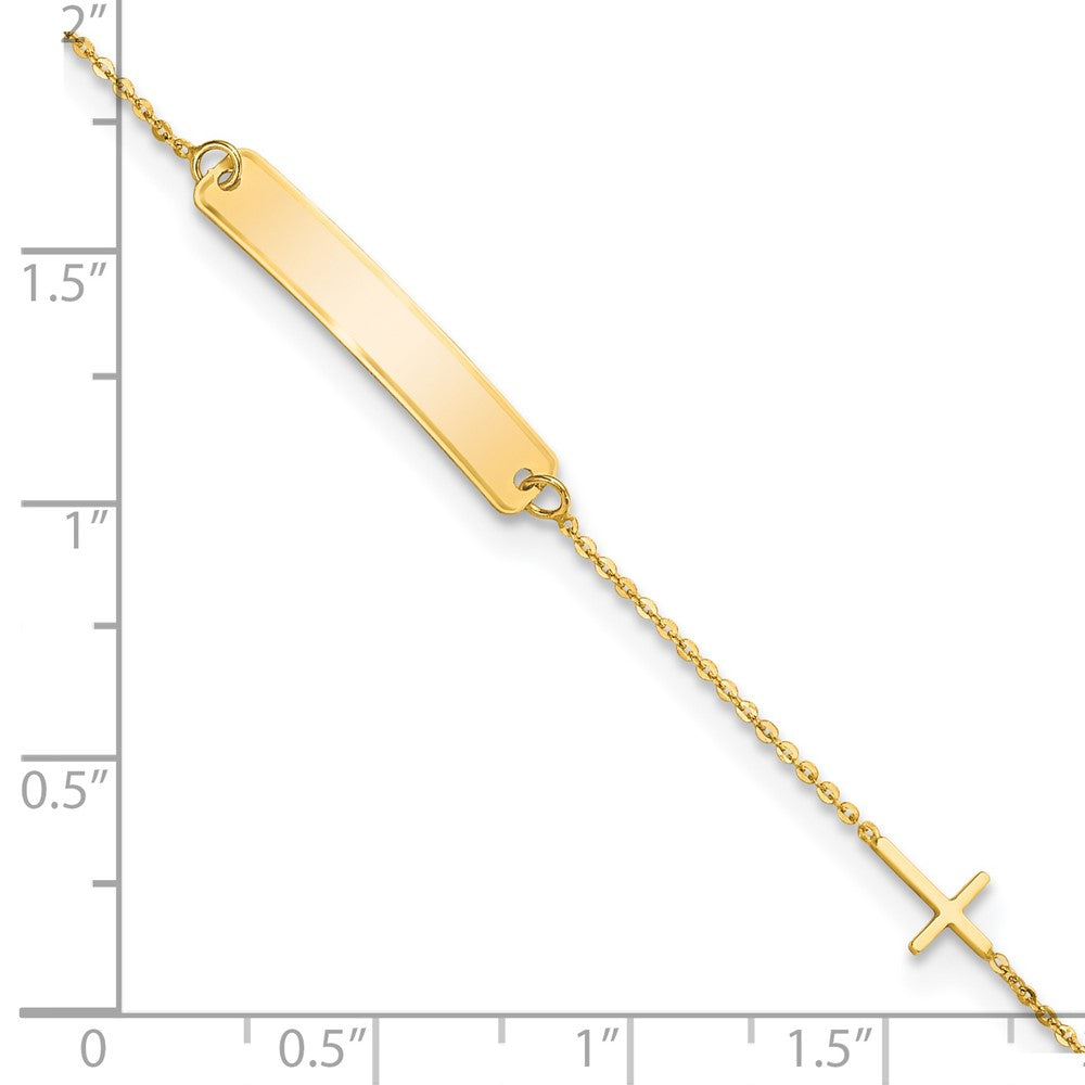 FJC Finejewelers 14 kt Yellow Gold Cable Polished 5.5in Cross ID Bracelet 5.5 Inches x 4.3 mm