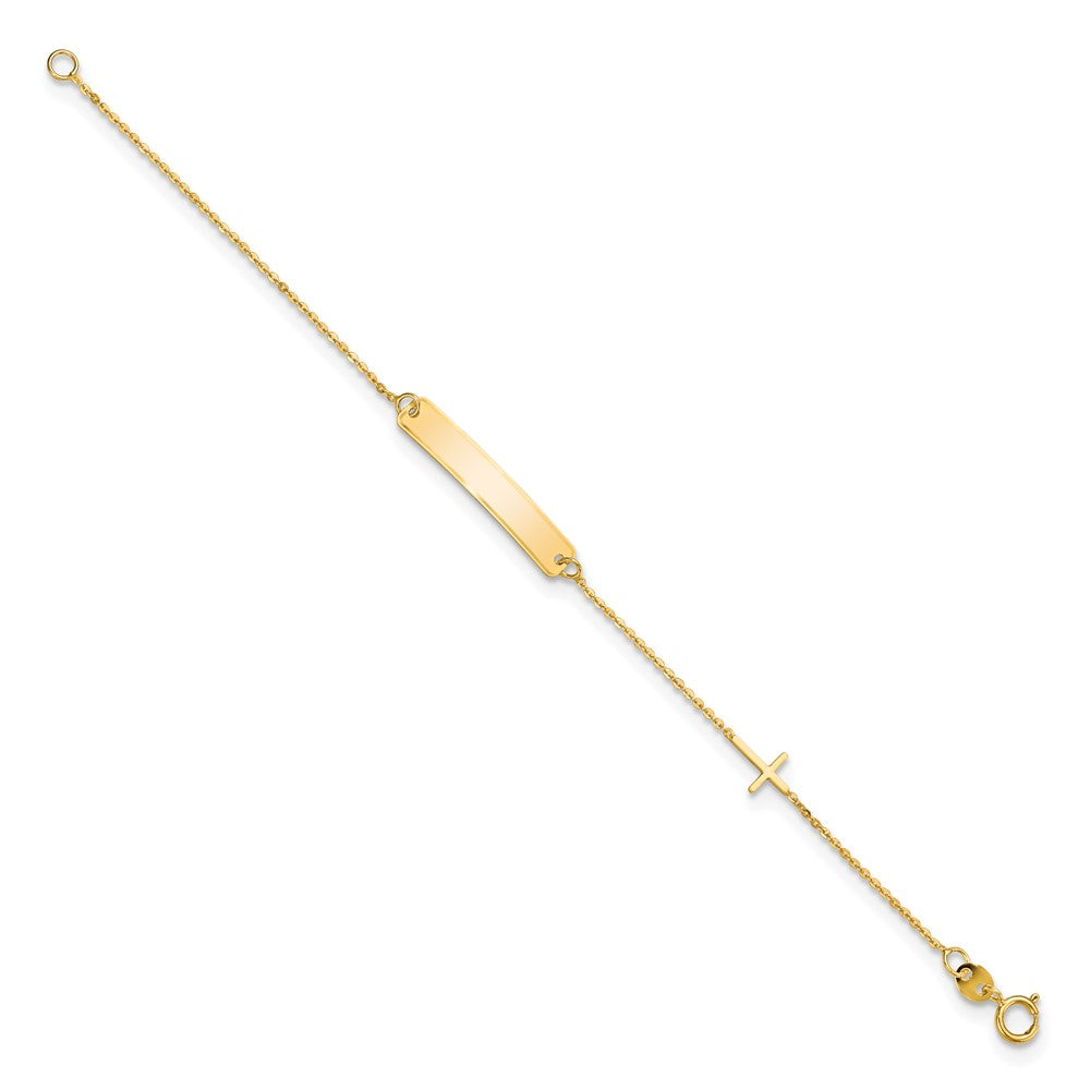 FJC Finejewelers 14 kt Yellow Gold Cable Polished 5.5in Cross ID Bracelet 5.5 Inches x 4.3 mm