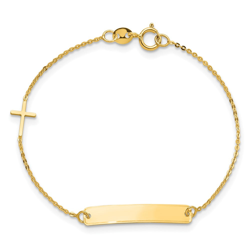 FJC Finejewelers 14 kt Yellow Gold Cable Polished 5.5in Cross ID Bracelet 5.5 Inches x 4.3 mm
